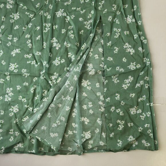 ASOS Womens Midi Slip Thigh Split Skirt sage green Daisy floral Size 12 NWOT - Picture 11 of 14